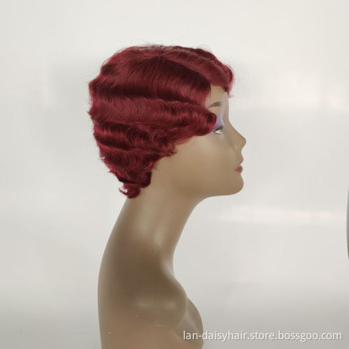 Pixie Cut Machine Made Wigs Short Human Hair Wigs for Black Women Short  Black Ladies Wigs